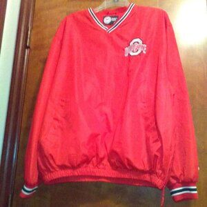 Ohio State Buckeyes V neck lined pullover windbreaker jacket XL